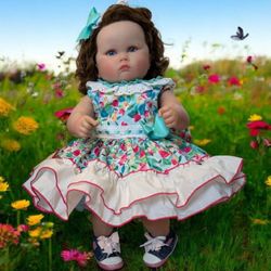 Green Floral Dress With Matching Headband (18-24 mos).