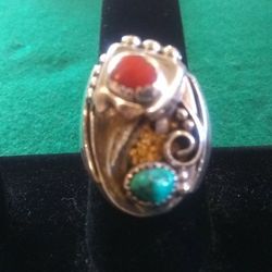 Sterling Silver & Turquoise Men's Claw Ring 