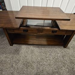 Lift-Top Coffee Table with Expanding Sides 