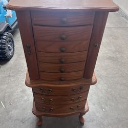 Vintage Wood Jewelry Armoire 