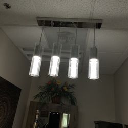 Hanging Lamps Set If Four Chrome. (the Lights Are Not Included).