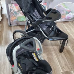Baby Carseat/base + Jogger Stroller Both Work Together 