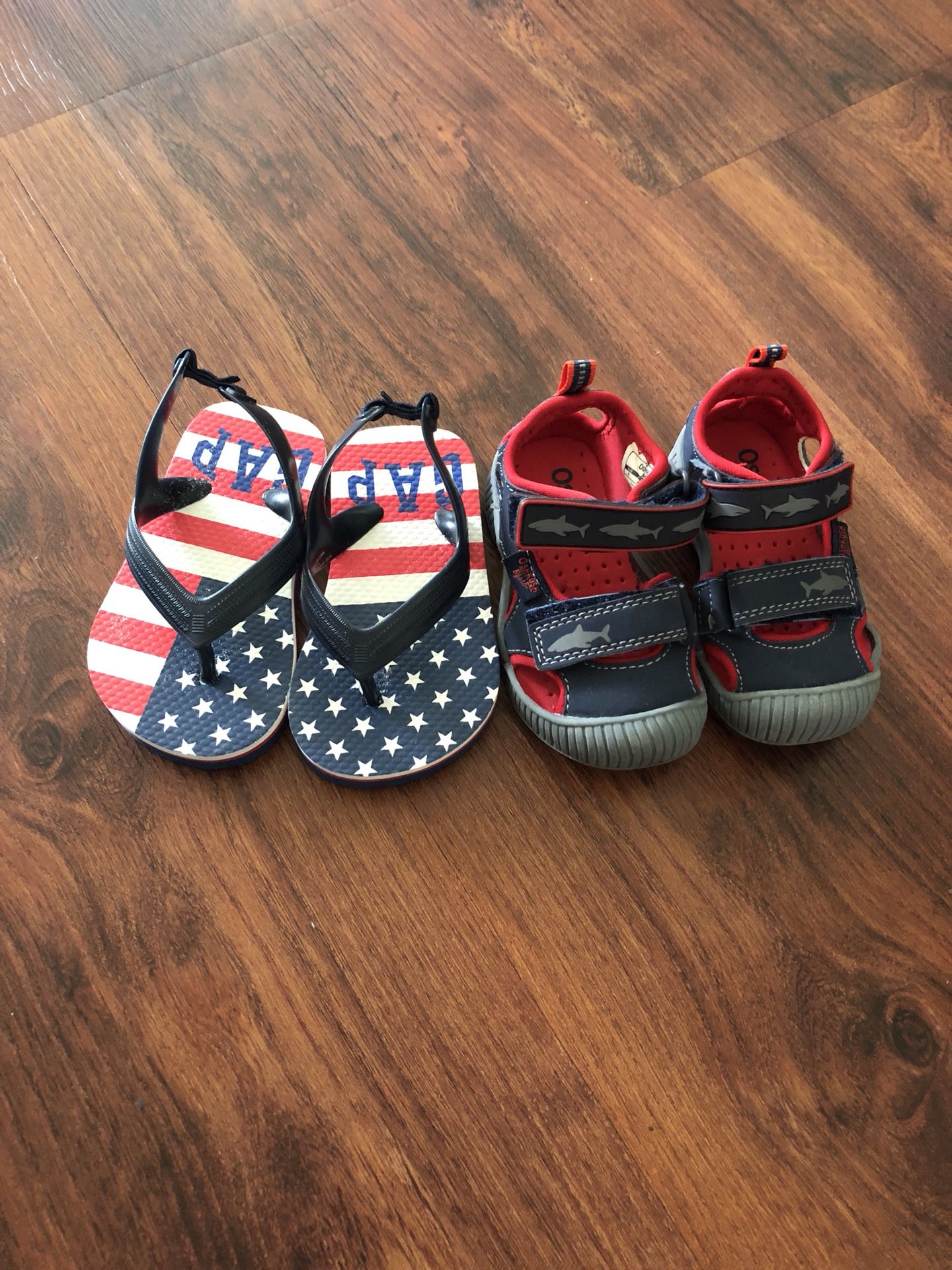 Baby Boy Gap Flip Flops and OshKosh Sandals and Nike Sandals, size 5