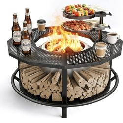 Fire Pit Surround Tabletop - 360° Fire Pit Guard for Solo Stove Bonfire & Ranger, Portable Protective Barrier for Wood Burning Fire Pits, UV-Resistant