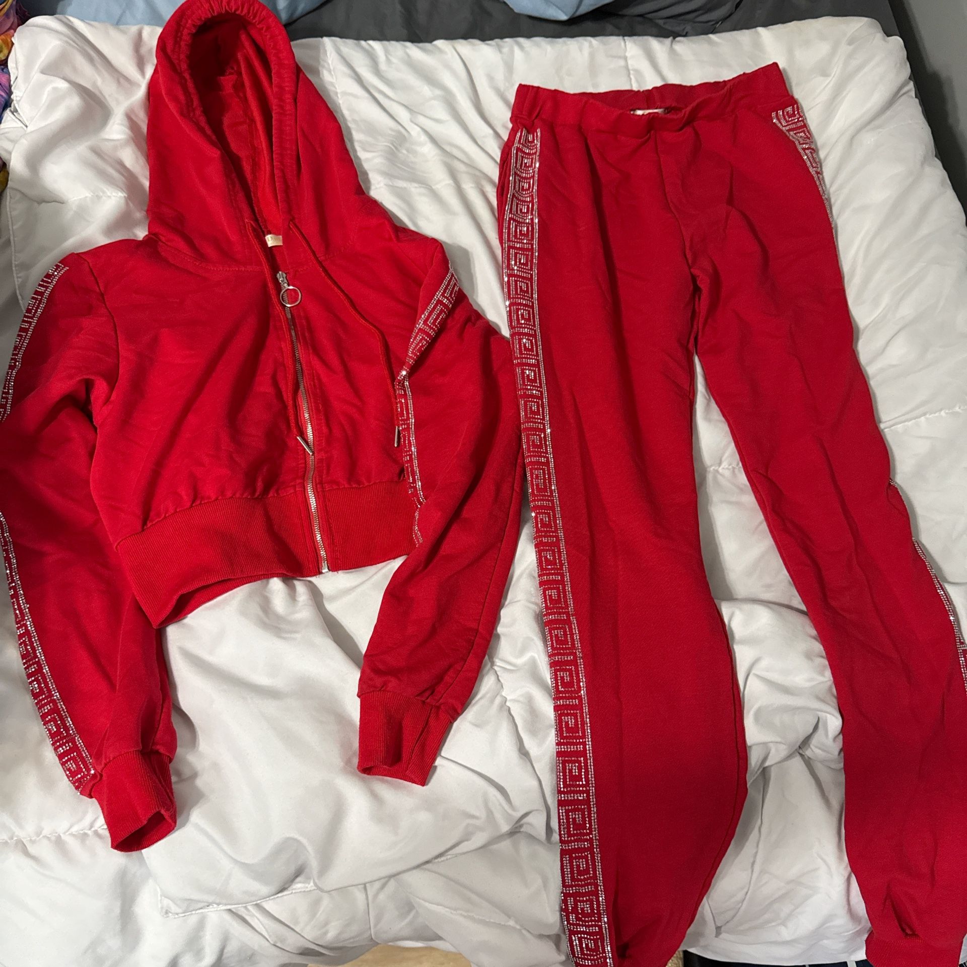 Red And Gem Design Tracksuit 