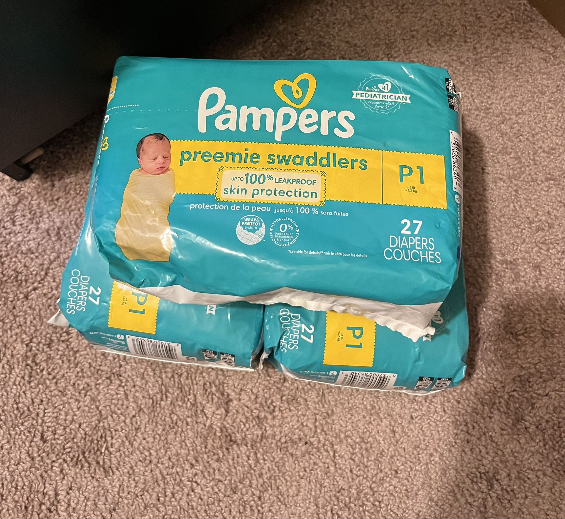 Preemie Lot- 3 Packs diapers+3 Pack onesies