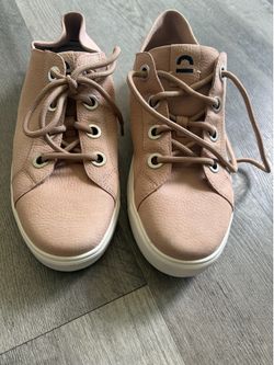 Pink Leather Low-Top Sneakers