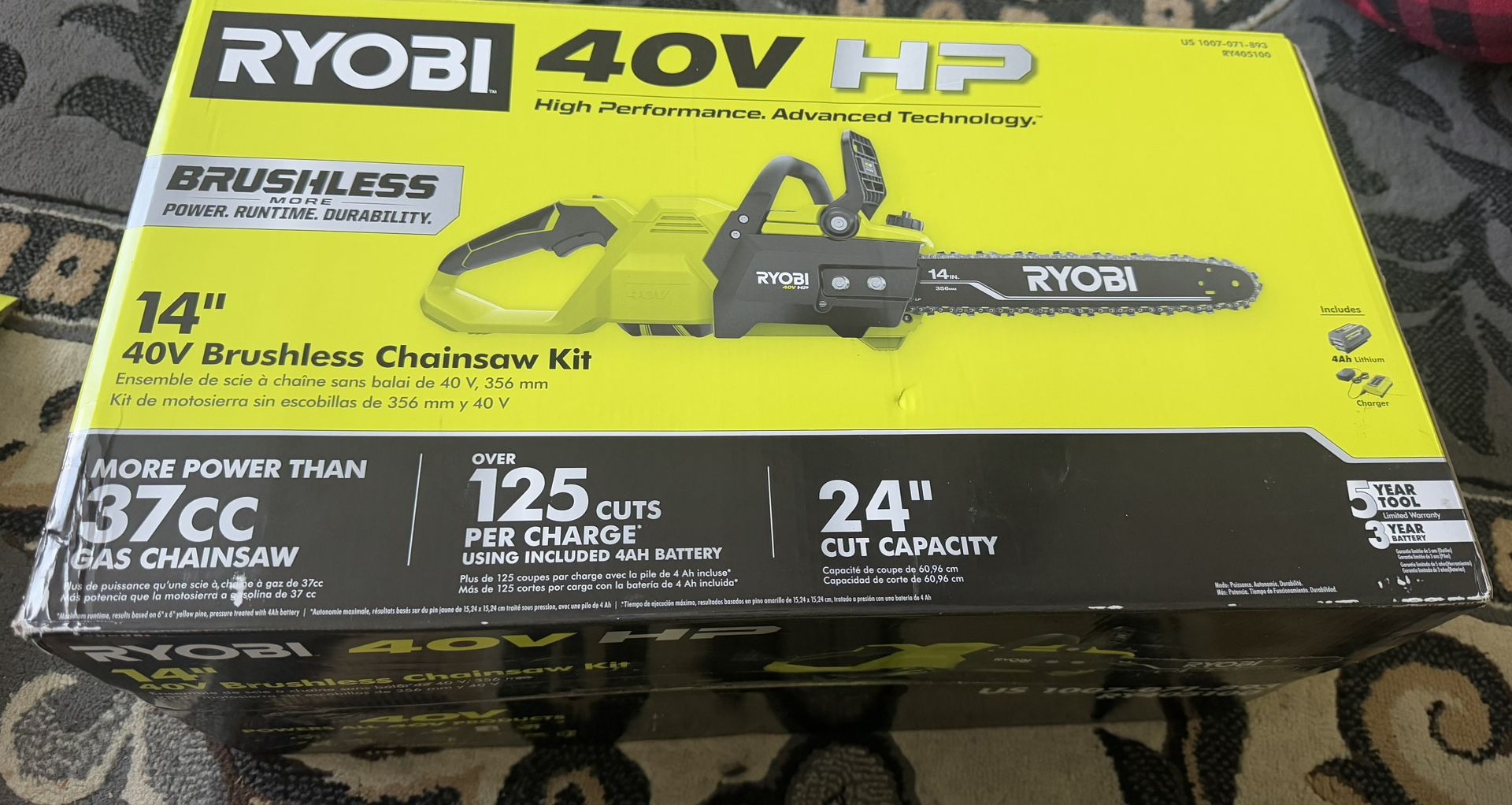 Ryobi 40V HP Brushless 14 in. Battery Chainsaw