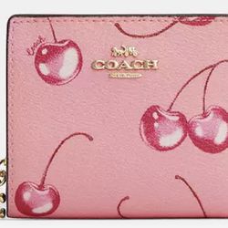 Coach Cherry 🍒 Print Snap Wallet (Brand New With Tags)