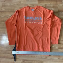 Action Bronson NYC Baklava new balance Orange long sleeve shirt with 'BAKLAVA SPECIALIZING IN LIFE SCORPIUS', size XL #scorpius #specializing