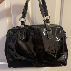 coach hand bag purse patent leather 