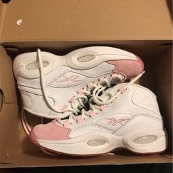 Iverson Question Mid Youth Sz 5 Pink/white 