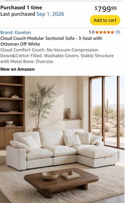 Kavelon Cloud Couch Modular Sectional Sofa with Ottoman