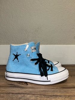 Converse x Stussy Chuck Taylor All Star 70 Hi Womens 6 Hi Blue Fuzzy Suede