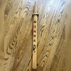 Traditional Wooden Sword w/ Scabbard – Dragon Design, Great for Tai Chi (26”)