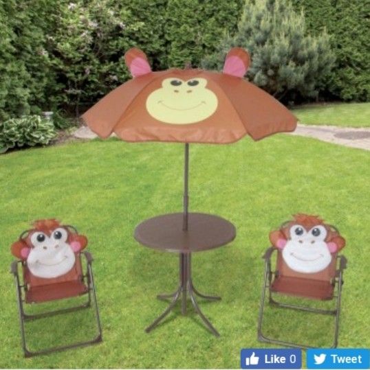 Great for snacks games 3 piece monkey kids patio set.