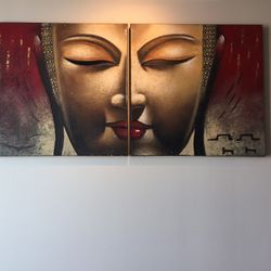 Large Two-Panel Buddha Wall Art
