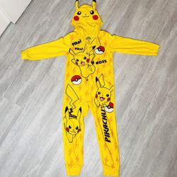 Pokemon Pikachu Yellow Cosplay Halloween Pajama Jumpsuit Kids Size Small 