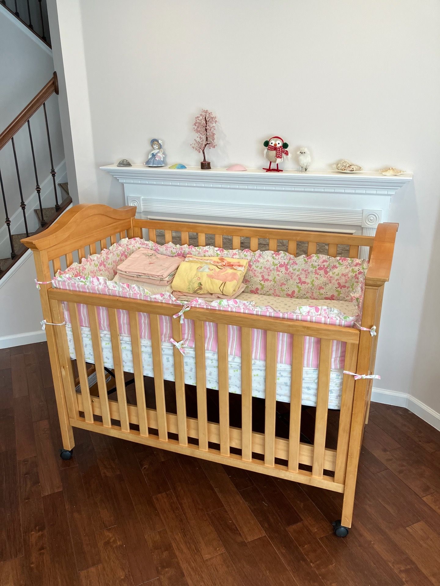 Solid Wood Baby Crib Set + Organic Mattress +Bedding- Great Condition
