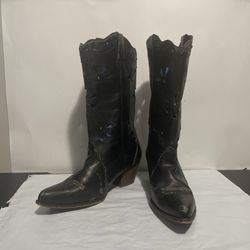 Dingo Vintage Womans Western Black Cowboy Boots Pointed Toe Size 10m has wear