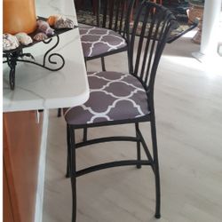2 Bar Stools, $20 EACH, black metal, washable seat covers