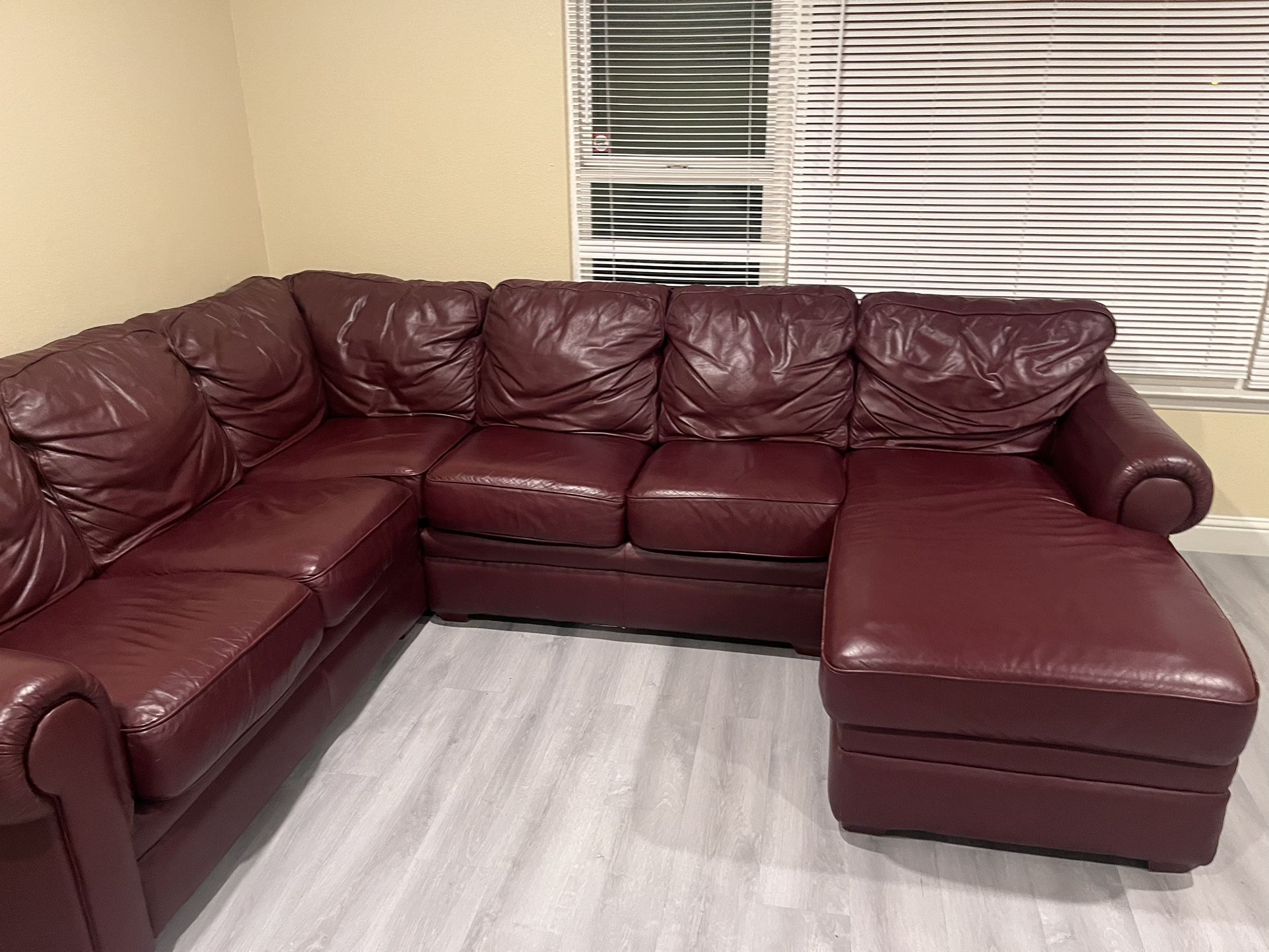 Dark Red Leather Living Room Couches 