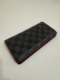 Louis Vuitton Pocket Organizer Damier Graphite Red Napa Leather Men's Long Bifold Wallet