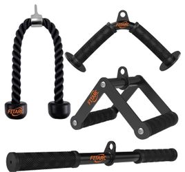 Machine Attachment Set, LAT Pulldown Accessories for Home Gym 4-Piece Set for Back, Biceps, Triceps and Shoulder Training (Fitarc)