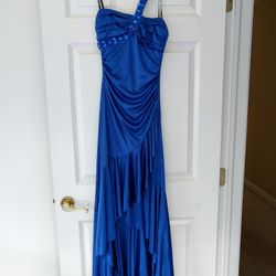 City Triangles Blue One Shoulder Floor Length Prom Dress High Low Size Small