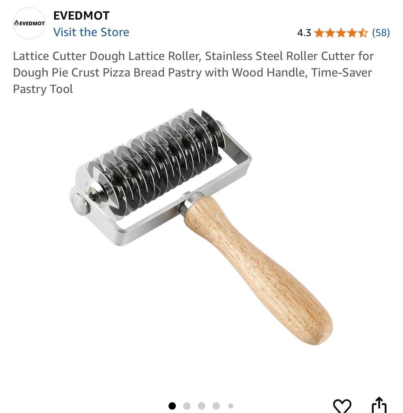 Lattice Cutter Dough Lattice Roller, Stainless Steel Roller Cutter for Dough Pie Crust Pizza Bread Pastry with Wood Handle, Time-Saver Pastry Tool