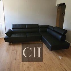 New Bkack Sectional Sofa Couch 