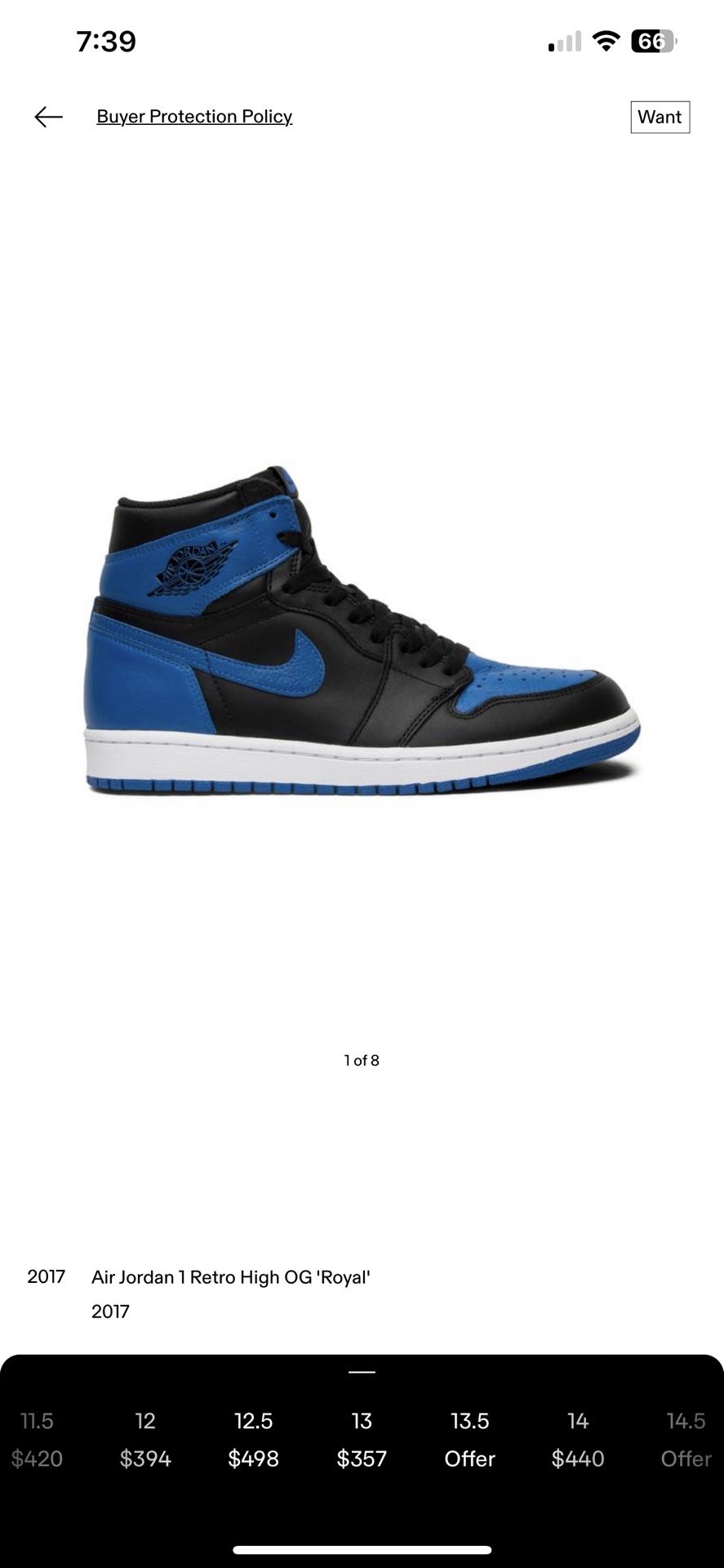 Size 13 Jordan 1 OG Royal 