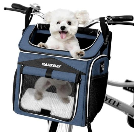 Dog Bike Basket Carrier, Expandable Foldable Soft-Sided Dog Carrier, 2 Open Doors, 5 Reflective Tapes, Pet Travel Bag,Dog Backpack Carrier Safe