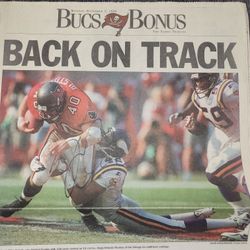Signed Mike Alstott 1998 Tampa Tribune Sports Newspaper Auto Tampa Bay Buccaneers Autograph 