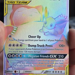 Eevee & Snorlax  Gx Tag Team Rainbow  Pokémon Card 