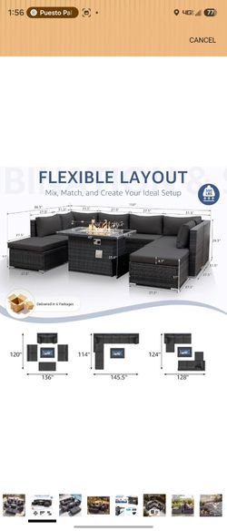 Patio set with fire pit