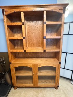Beautiful handmade solid wood bookcase hutch