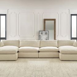 Elyza Linen 4-Piece Double Chaise Sectional (Couch Sofa Loveseat options 