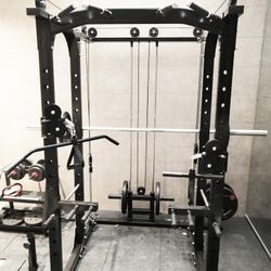 Smith Cage Workout Machine Total Body Training Home Gym System with Linear Bearing Gym Equipment