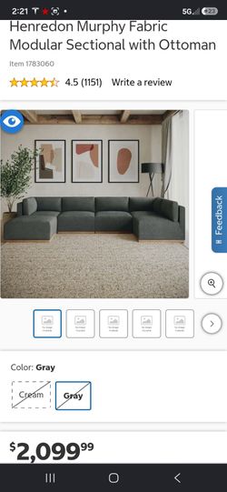 Henredon Murphy Fabric Modular Sectional with Ottoman