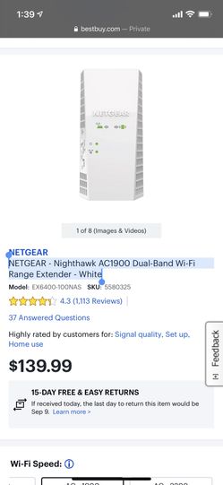NETGEAR - Nighthawk AC1900 Dual-Band Wi-Fi Range Extender - White