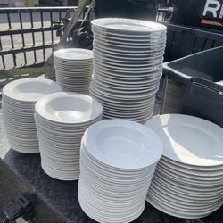 Garland 8837 Stoneware Microwave Oven Safe Embossed Flowers Off White Large Set  213 Pieces Sold As Set Or Individual   Some have chips. These came fr