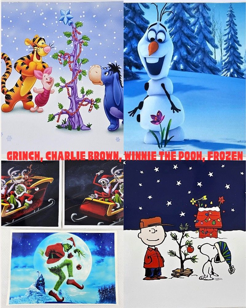 Large Vinyl Decals Grinch, Skellington, Charlie Brown, Winnie, Frozen