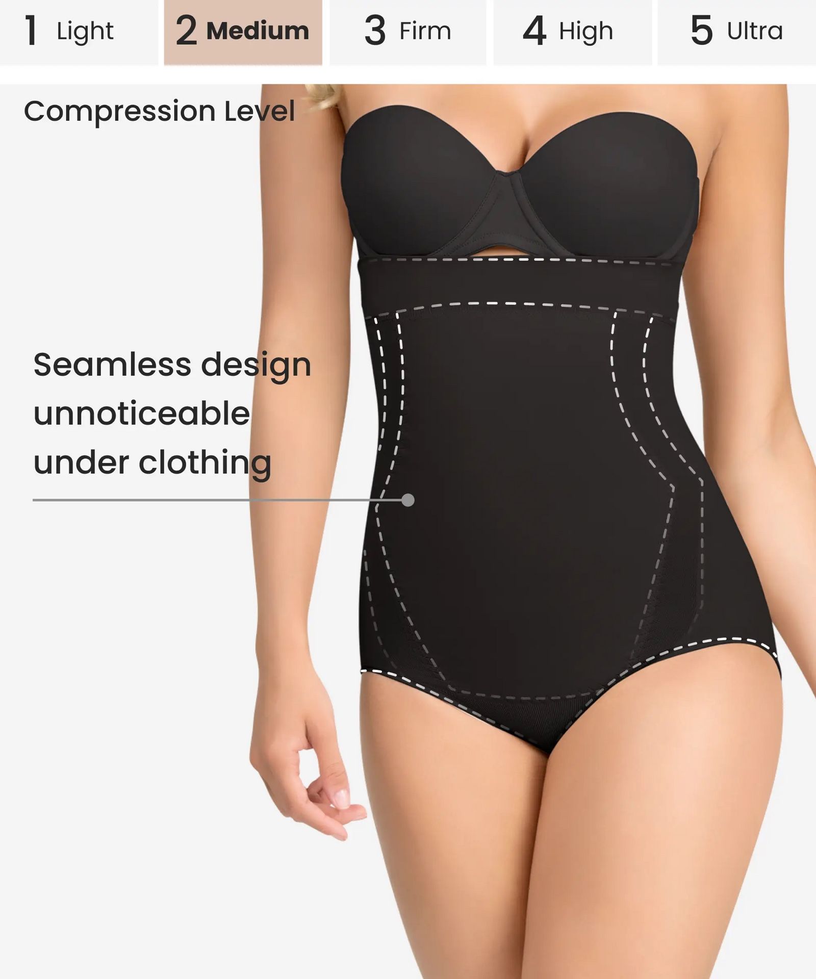 High-waist tummy control shaper in panty - Style 1595