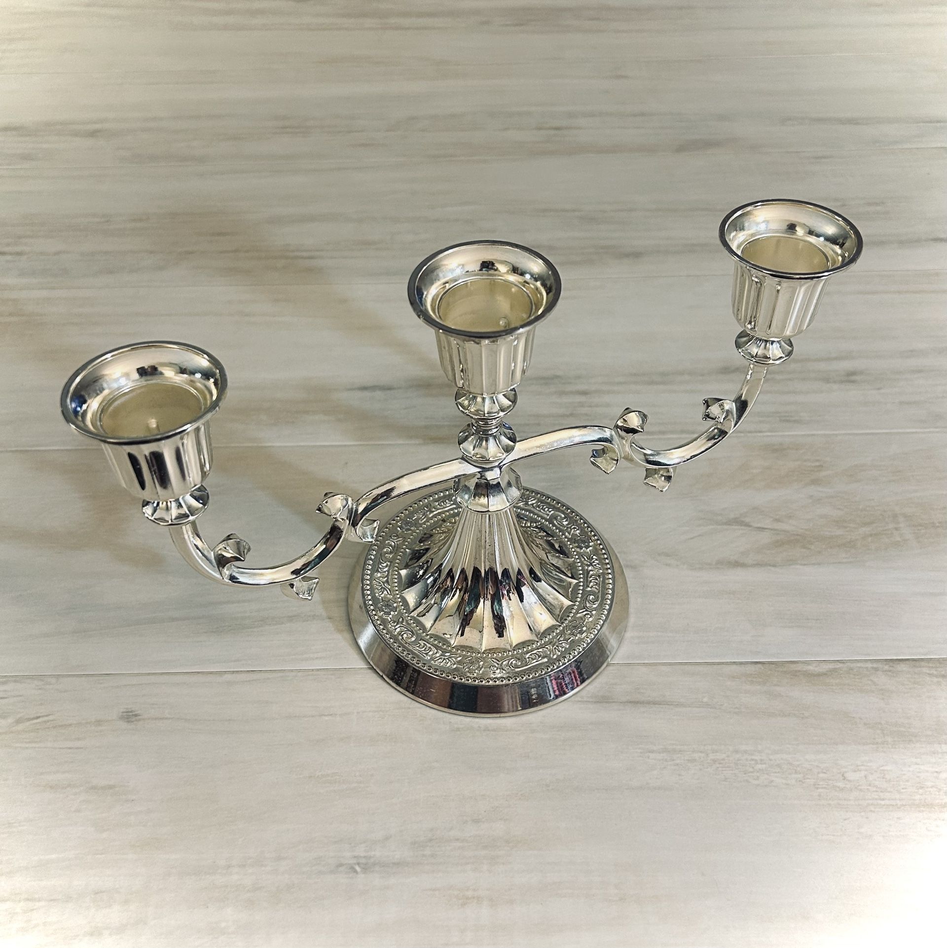 The Beaumont Collection 3 Arm Silver-Plated Candelabra