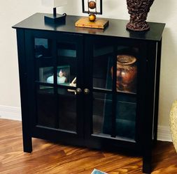 Black Glass Door Accent Cabinet