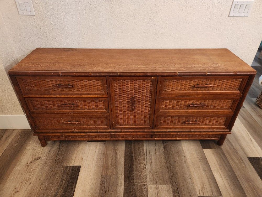 Mid Century Faux Bamboo Dresser by American of Martinsville