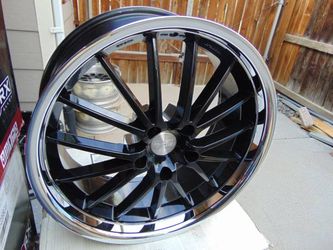 4 New 19X8.5 Concept One Black with Chrome Lip Rims 5X120 +15MM Offset