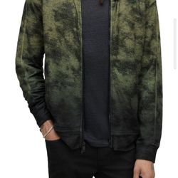 John Varvatos Antone Overdye Zip Hoodie Size M Army Green 