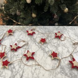 Christmas Decor, Felt Ball Garland, Felt Stars Garland 